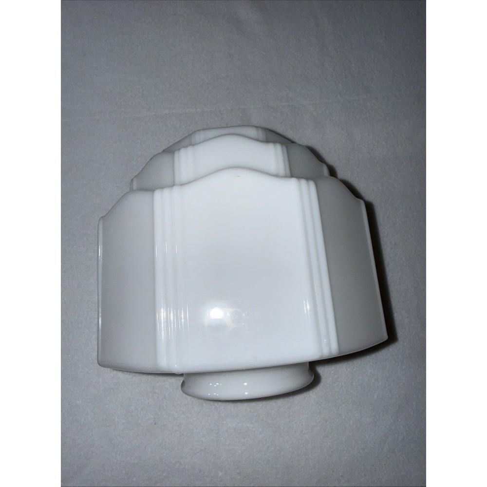 Art Deco Skyscraper Milk Glass Ceiling Light Shade β VTG Architectural Fixtureβ